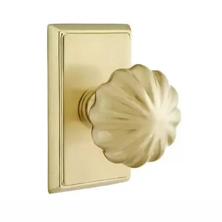 Emtek Melon Door Knob with Rectangular Rose by Emtek