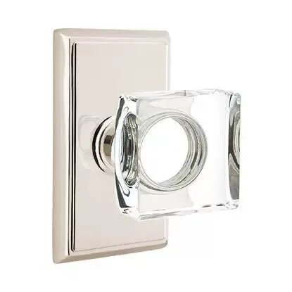 Emtek Modern Square Glass Door Knob with Rectangular Rose by Emtek