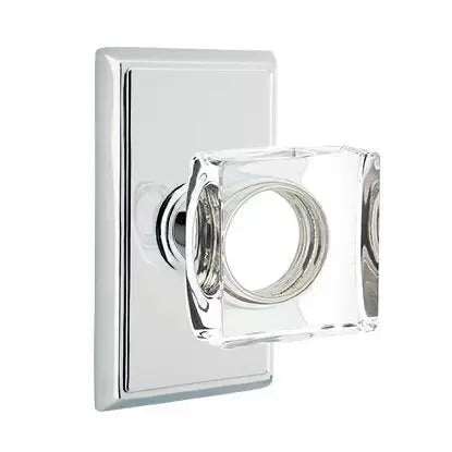 Emtek Modern Square Glass Door Knob with Rectangular Rose by Emtek