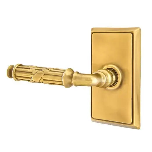 Emtek Ribbon and Reed Lever with Rectangular Rose by Emtek