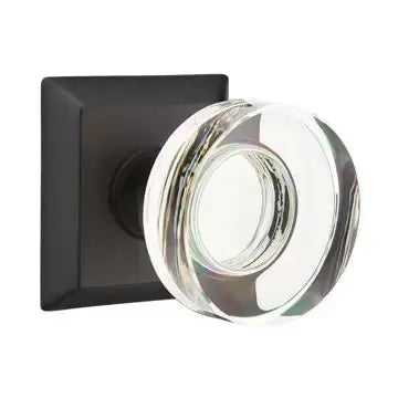 Emtek Modern Disc Glass Door Knob with Quincy Rose by Emtek