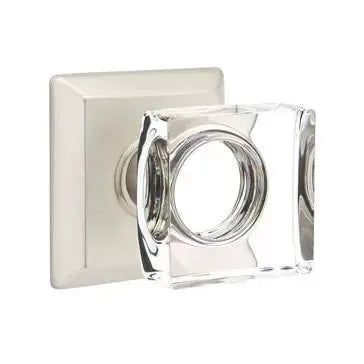 Emtek Modern Square Glass Door Knob with Quincy Rose by Emtek