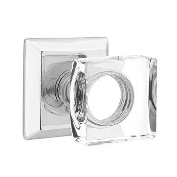 Emtek Modern Square Glass Door Knob with Quincy Rose by Emtek