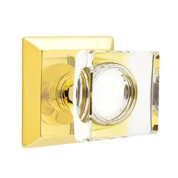 Emtek Modern Square Glass Door Knob with Quincy Rose by Emtek