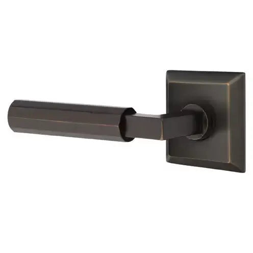 Emtek Faceted Lever with L-Square Stem and Quincy Rose by Emtek