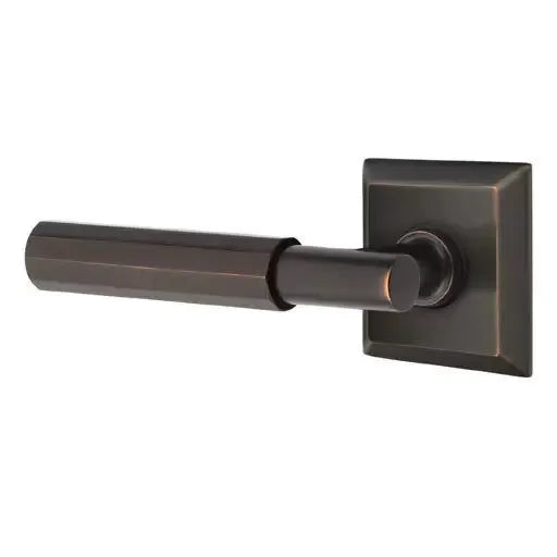 Emtek Faceted Lever with T-Bar Stem and Quincy Rose by Emtek