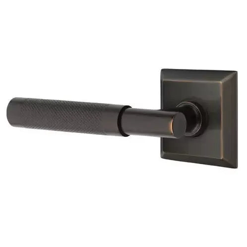 Emtek Knurled Lever with T-Bar Stem and Quincy Rose by Emtek