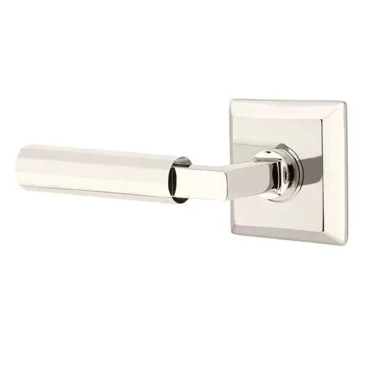 Emtek Faceted Lever with L-Square Stem and Quincy Rose by Emtek