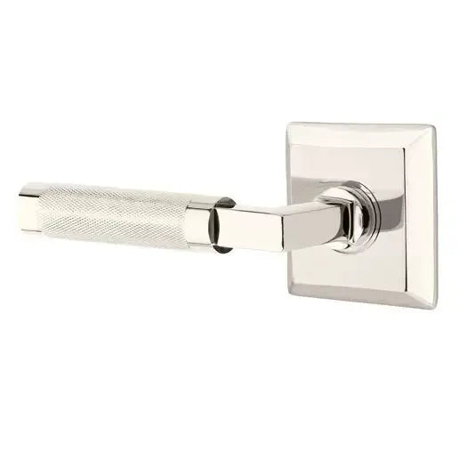 Emtek Knurled Lever with L-Square Stem and Quincy Rose by Emtek