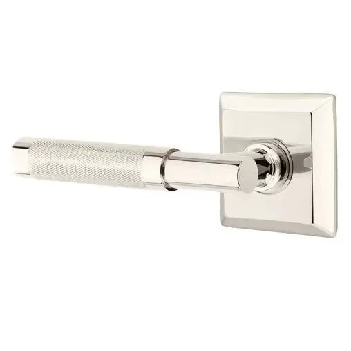 Emtek Knurled Lever with T-Bar Stem and Quincy Rose by Emtek