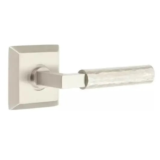 Emtek Hammered Lever with L-Square Stem and Quincy Rose by Emtek