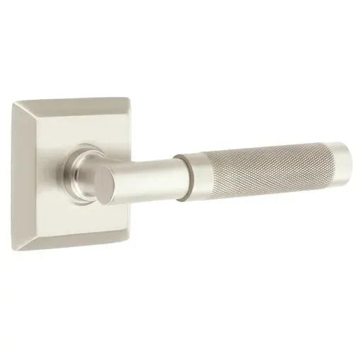 Emtek Knurled Lever with T-Bar Stem and Quincy Rose by Emtek