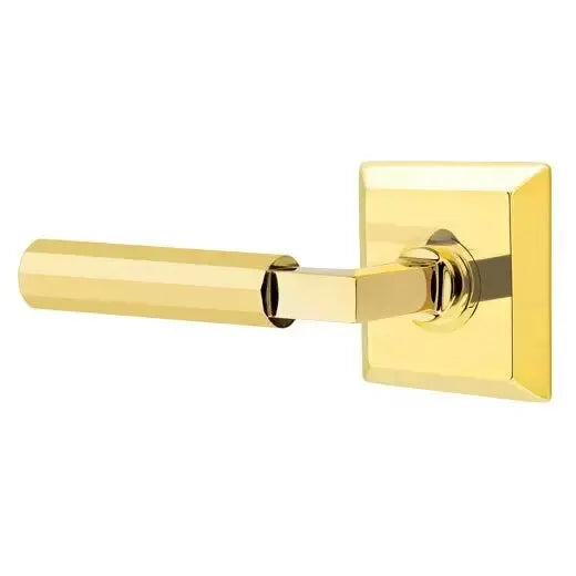 Emtek Faceted Lever with L-Square Stem and Quincy Rose by Emtek