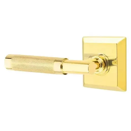 Emtek Knurled Lever with T-Bar Stem and Quincy Rose by Emtek