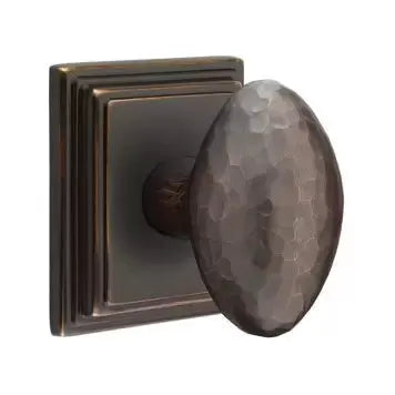 Emtek Modern Hammered Egg Door Knob with Wilshire Rose by Emtek