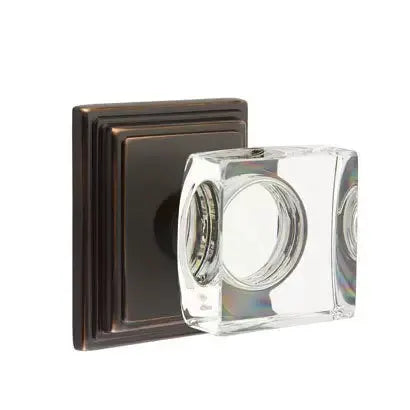 Emtek Modern Square Glass Door Knob with Wilshire Rose by Emtek