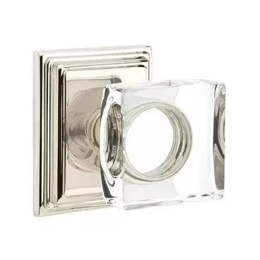 Emtek Modern Square Glass Door Knob with Wilshire Rose by Emtek