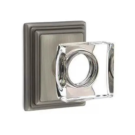 Emtek Modern Square Glass Door Knob with Wilshire Rose by Emtek