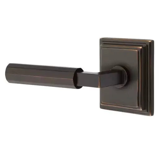Emtek Faceted Lever with L-Square Stem and Wilshire Rose by Emtek