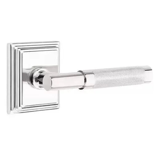 Emtek Knurled Lever with T-Bar Stem and Wilshire Rose by Emtek
