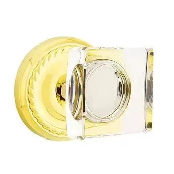 Emtek Modern Square Glass Door Knob with Rope Rose by Emtek