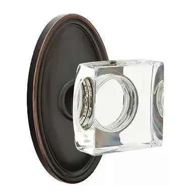 Emtek Modern Square Glass Door Knob with Oval Rose by Emtek