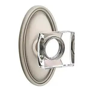 Emtek Modern Square Glass Door Knob with Oval Rose by Emtek