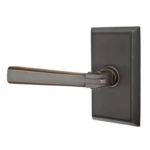 Emtek Arts and Crafts Door Lever with Rectangular Rose by Emtek