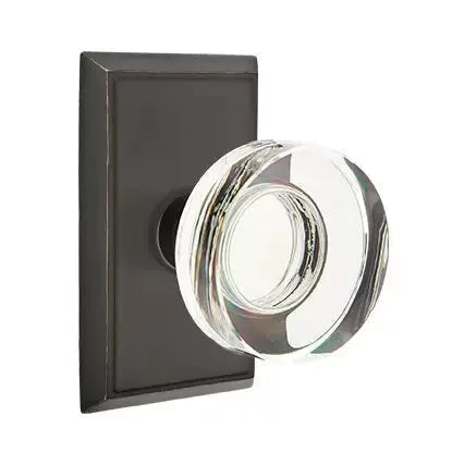 Emtek Modern Disc Glass Door Knob with Rectangular Rose by Emtek