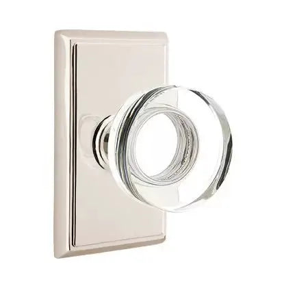 Emtek Modern Disc Glass Door Knob with Rectangular Rose by Emtek