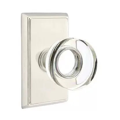 Emtek Modern Disc Glass Door Knob with Rectangular Rose by Emtek
