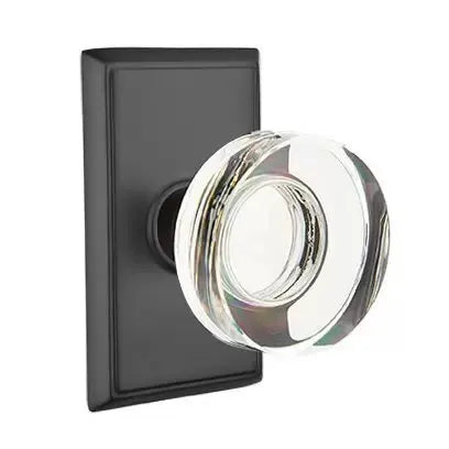 Emtek Modern Disc Glass Door Knob with Rectangular Rose by Emtek
