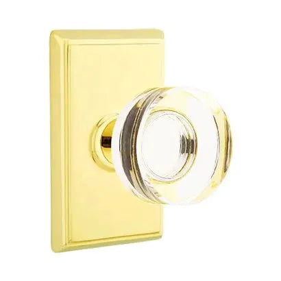 Emtek Modern Disc Glass Door Knob with Rectangular Rose by Emtek