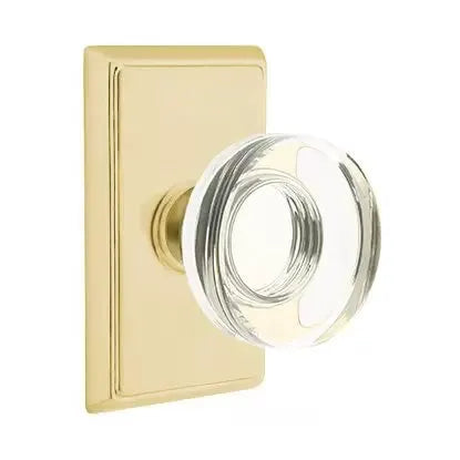 Emtek Modern Disc Glass Door Knob with Rectangular Rose by Emtek
