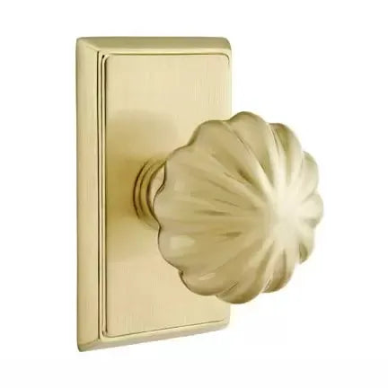 Emtek Melon Door Knob with Rectangular Rose by Emtek