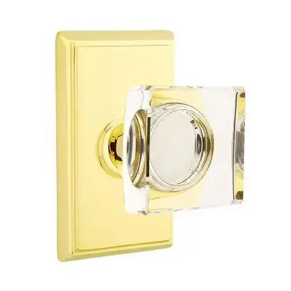 Emtek Modern Square Glass Door Knob with Rectangular Rose by Emtek