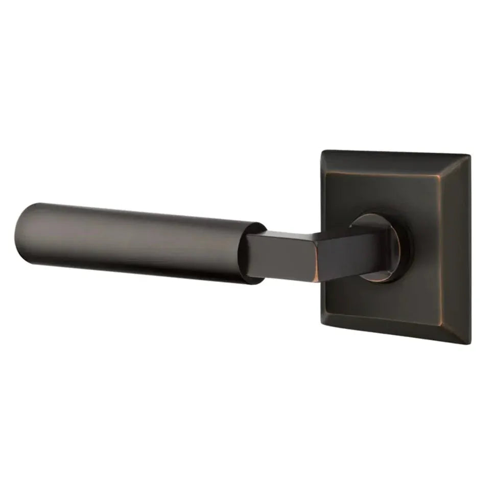 Emtek Smooth Lever with L-Square Stem and Quincy Rose by Emtek