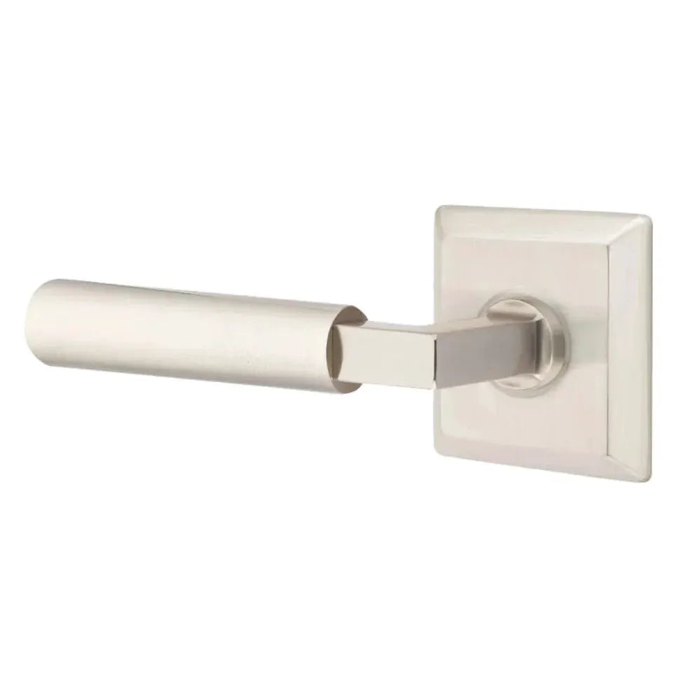 Emtek Smooth Lever with L-Square Stem and Quincy Rose by Emtek