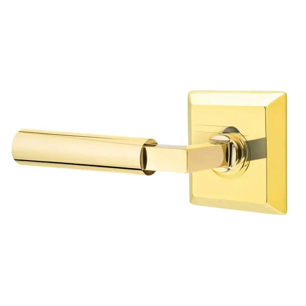 Emtek Smooth Lever with L-Square Stem and Quincy Rose by Emtek