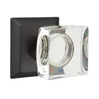 Emtek Modern Square Glass Door Knob with Quincy Rose by Emtek