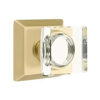 Emtek Modern Square Glass Door Knob with Quincy Rose by Emtek