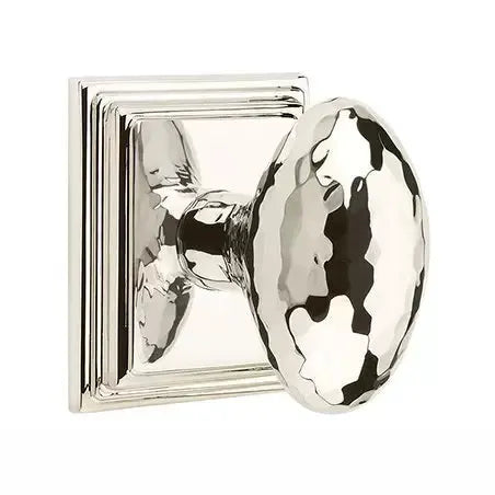 Emtek Modern Hammered Egg Door Knob with Wilshire Rose by Emtek