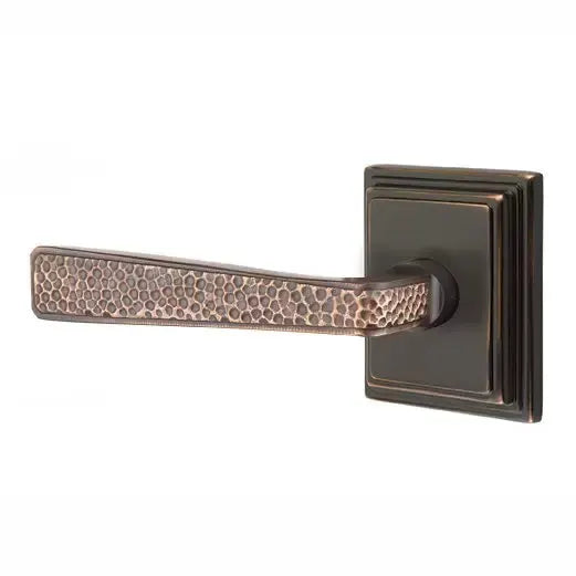 Emtek Hammered Door Lever with Wilshire Rose by Emtek