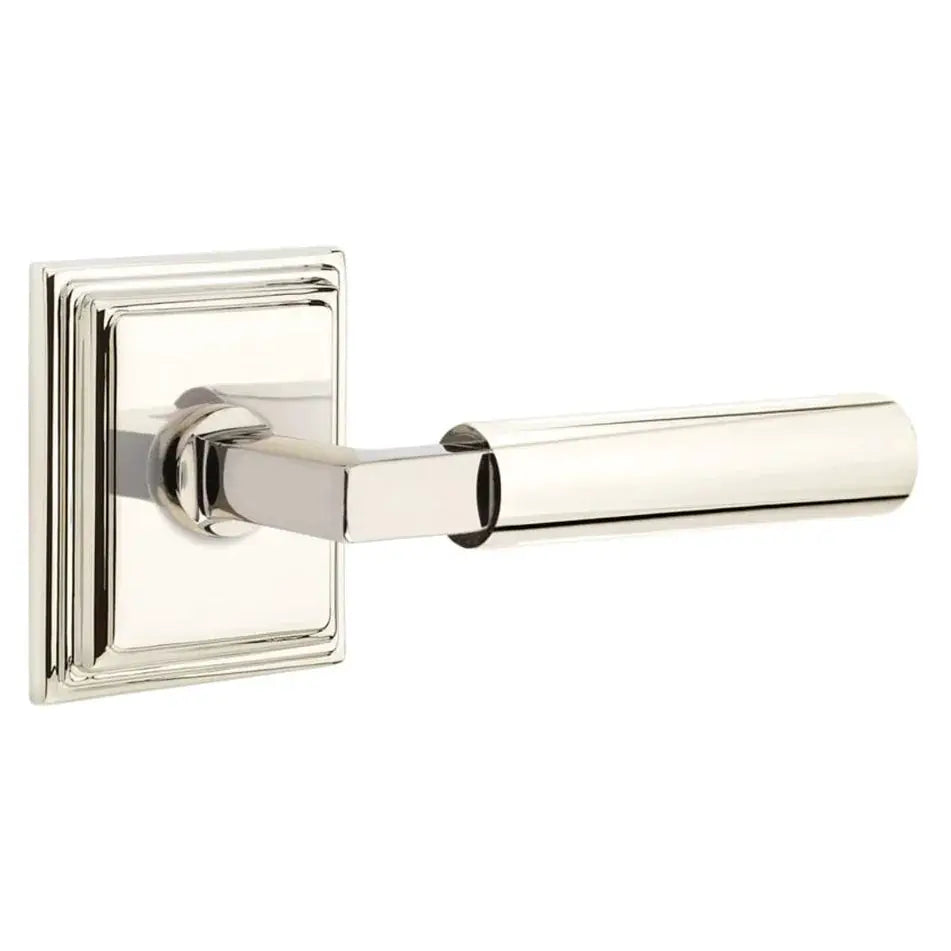 Emtek Smooth Lever with L-Square Stem and Wilshire Rose by Emtek