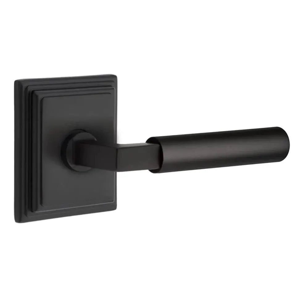 Emtek Smooth Lever with L-Square Stem and Wilshire Rose by Emtek
