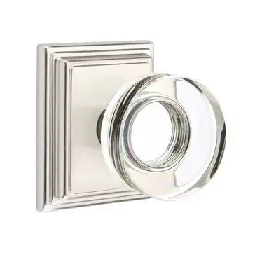 Emtek Modern Disc Glass Door Knob with Wilshire Rose by Emtek