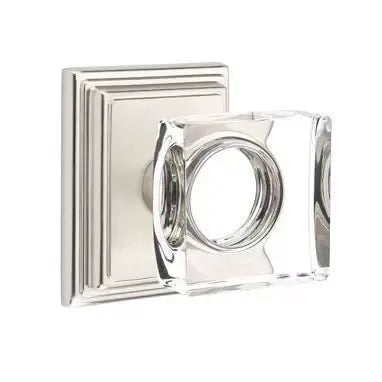 Emtek Modern Square Glass Door Knob with Wilshire Rose by Emtek