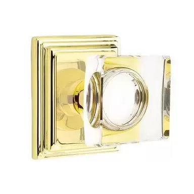 Emtek Modern Square Glass Door Knob with Wilshire Rose by Emtek