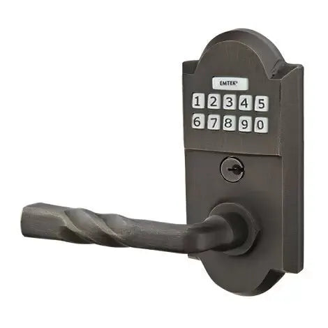 Emtek Montrose Sandcast Bronze Lever with Electronic Keypad Lock by Emtek