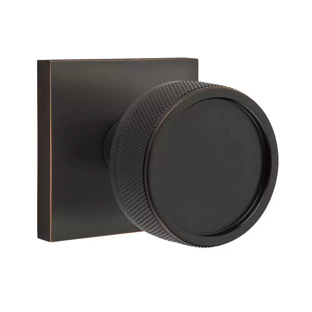 Emtek Knurled Knob with Square Rosette and Conical Stem by Emtek